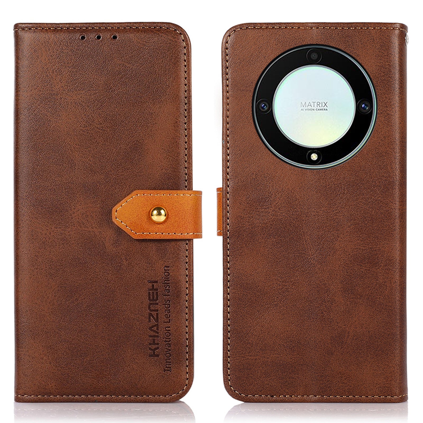 KHAZNEH For Honor X9a 5G X40 5G Magic5 Lite 5G Gold Button PU Leather Cowhide Texture Phone Stand Case Wallet Cover KHAZNEH For Honor X9a 5G X40 5G Magic5 Lite 5G Gold Button PU Leather Cowhide Texture Phone Stand Case Wallet Cover